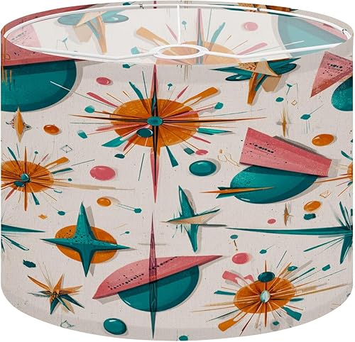 Miniatura 24 de Lamp shades for Table Lamps Retro Futuristic Design Teal Pink Orange Cream Hues Medium Drum Lamp Shades 13''W x 10''H Replacement LampShades Spider