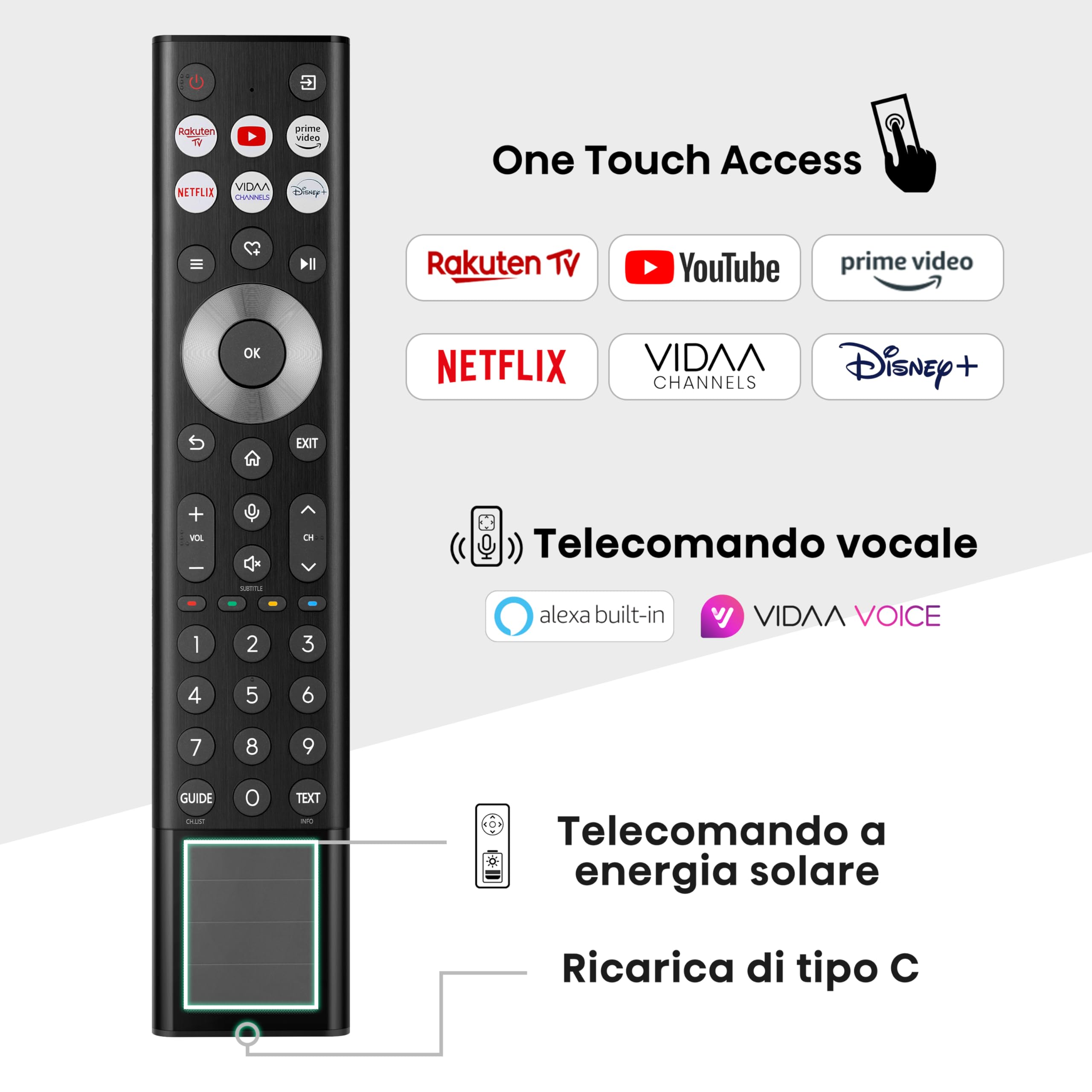 Hisense TV 55" Mini-LED 4K 55U72NQ, Smart TV VIDAA U7, Dolby Vision IQ, HDR 10+ Adaptive, 144Hz Game Mode PRO, Alexa Built-in, VIDAA Voice, Tuner DVB-T2/S2 HEVC 10, lativù 4K, 55'', 2024 U7 144Hz
