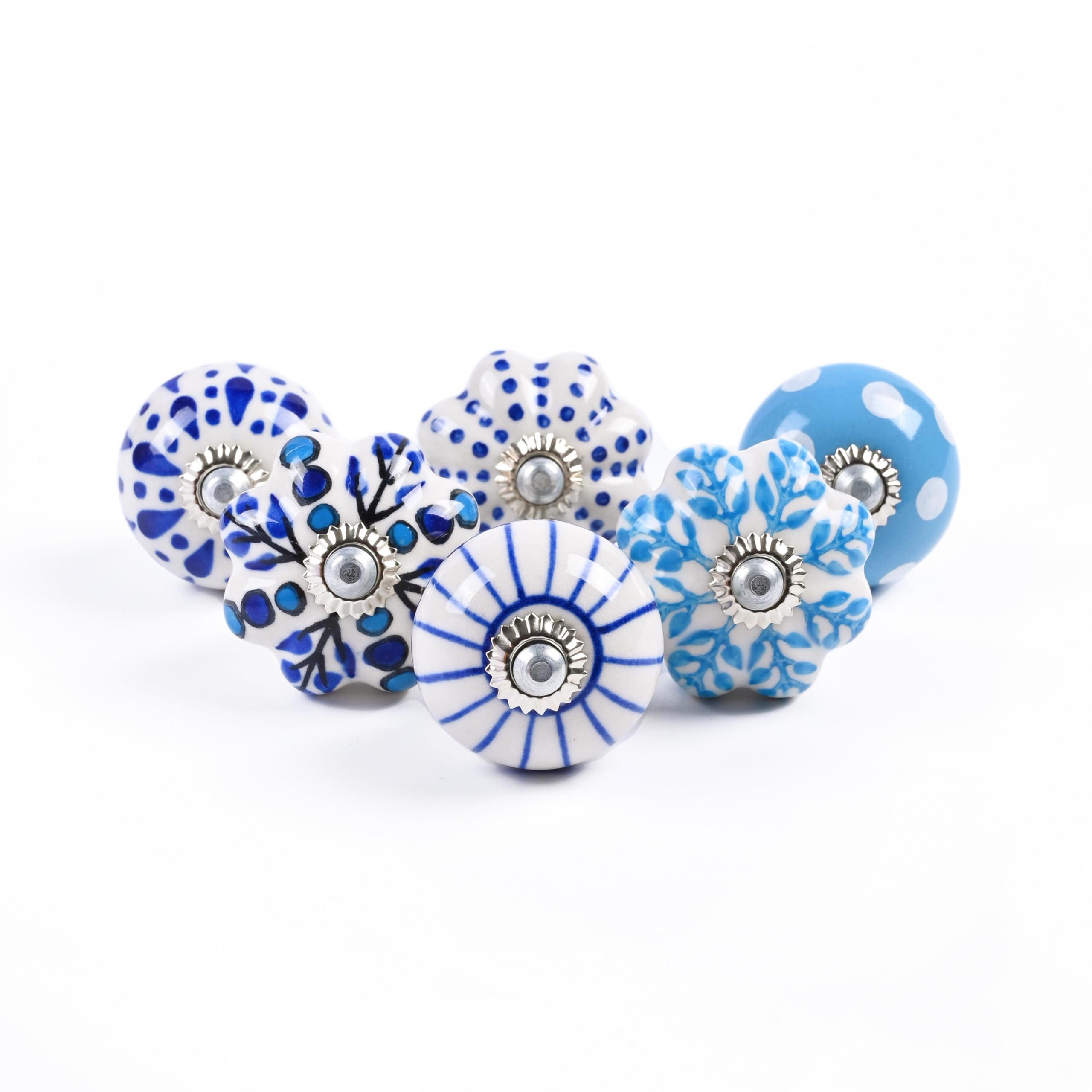 RAJRANG BRINGING RAJASTHAN TO YOU Blue Cabinet Knobs and Pulls Set of 6 Multicolor Antique Drawer Pulls Kitchen Knob for Cabinet and Drawers