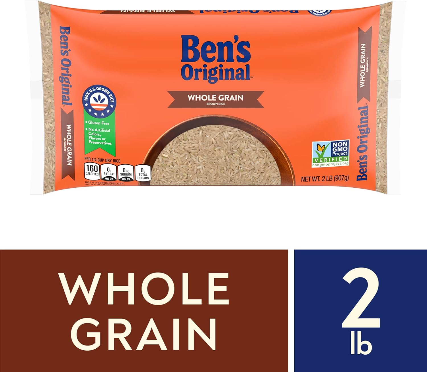 Whole Grain Brown Rice, 2 lb Bag