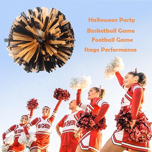 Miniatura 5 de Hooshing Paquete de 2 pompones metálicos con mango de plástico para animar el espíritu de equipo, bailar, deportes, niños y adultos