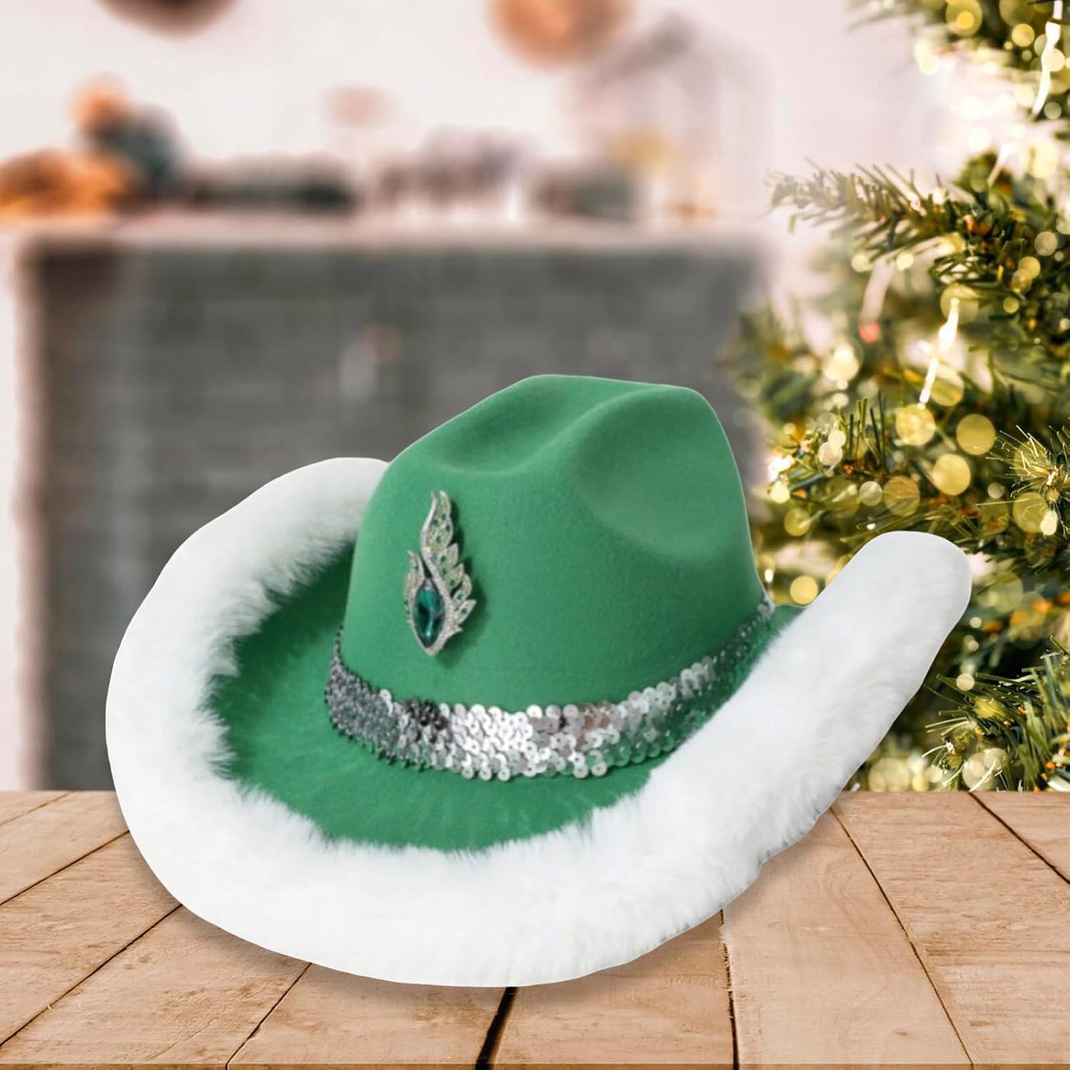 Cowboy Hat,Furry Homburg Sequined Hat Belt for Women Men Photo Props Western for Men Women Unisex Wear Headwear