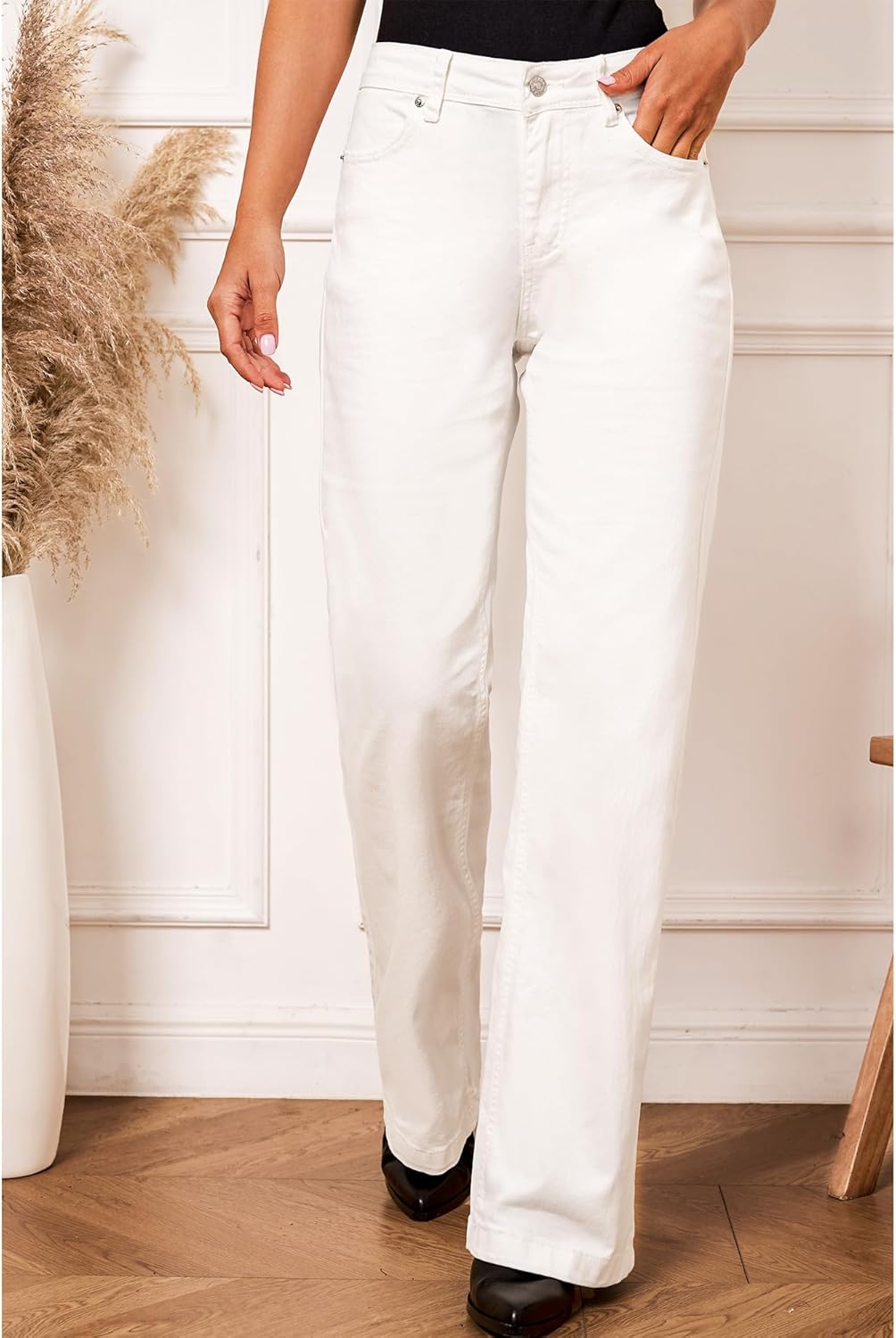 luvamia Wide Leg Jeans for Women High Waist Stretchy Classic Baggy Flare Jeans Denim Pants for Women - Image 4