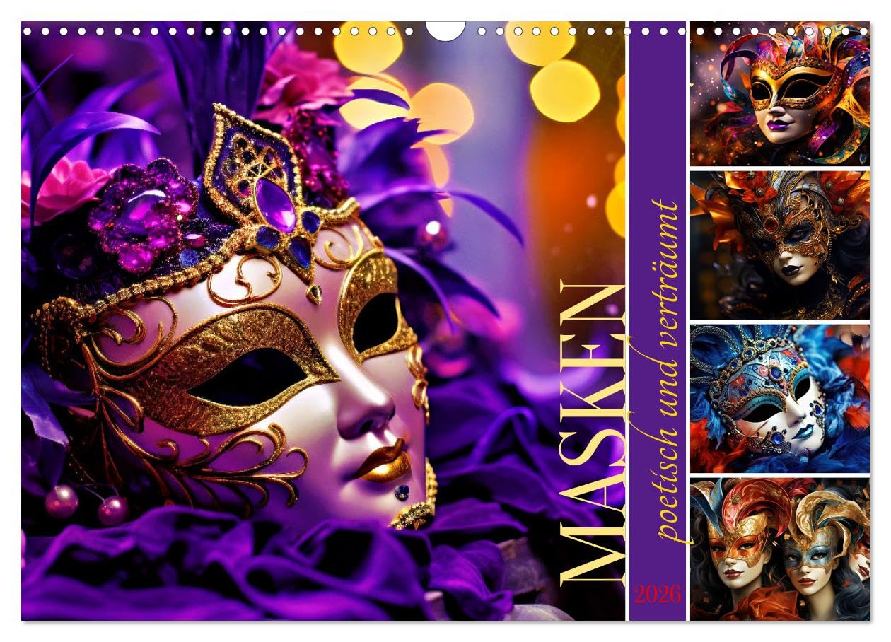 MASKS - poetic and dreamy UK-Version (Wall Calendar 2026 DIN A3 Landscape), CALVENDO 12 Month Wall Calendar โ image 1