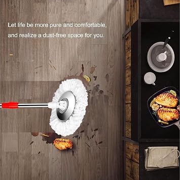 4 Pack Spin Mop Replacement Head for 360 Spin Mop System, Standard Size Round Shape Mop Head Replacement,Spin Mop Refills Replacement Head Microfiber, Machine Washable and Easy Cleaning