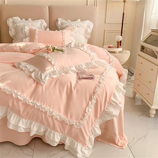 SOUKECHY Chic Lace Bedding,Girls Twin Aesthetic Comforter