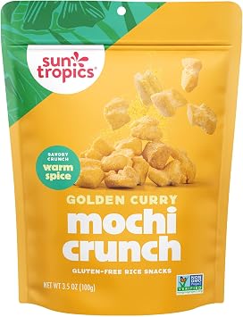 Sun Tropics Mochi Snack Bites, Golden Curry, Dairy Free, Gluten Free, 3.5 Oz Pack of 12