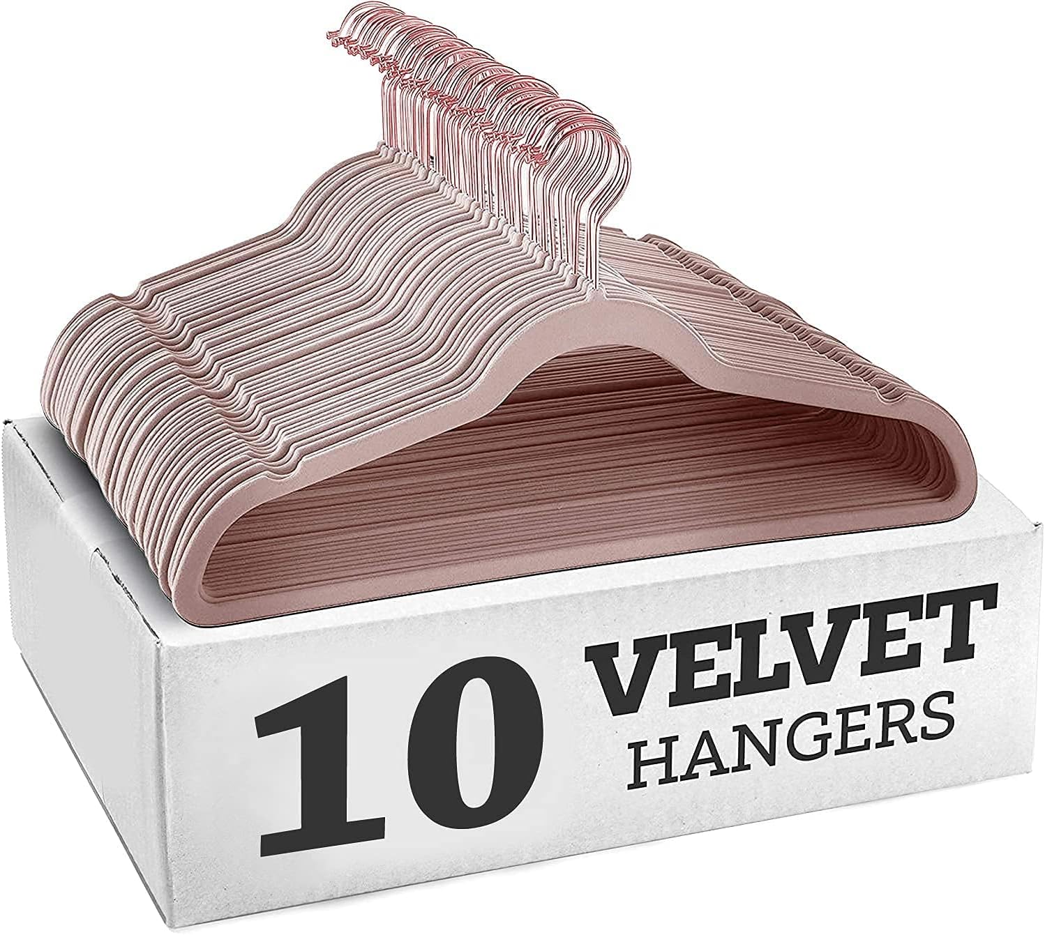 Non-Slip Velvet Hangers - Ultra Thin Space Saving Suit Hanger with 360 Degree Swivel Hook - Strong and Durable Velvet Clothes Hangers - Coat Hangers for a No Hanger Marks (Pink, Pack of 10)