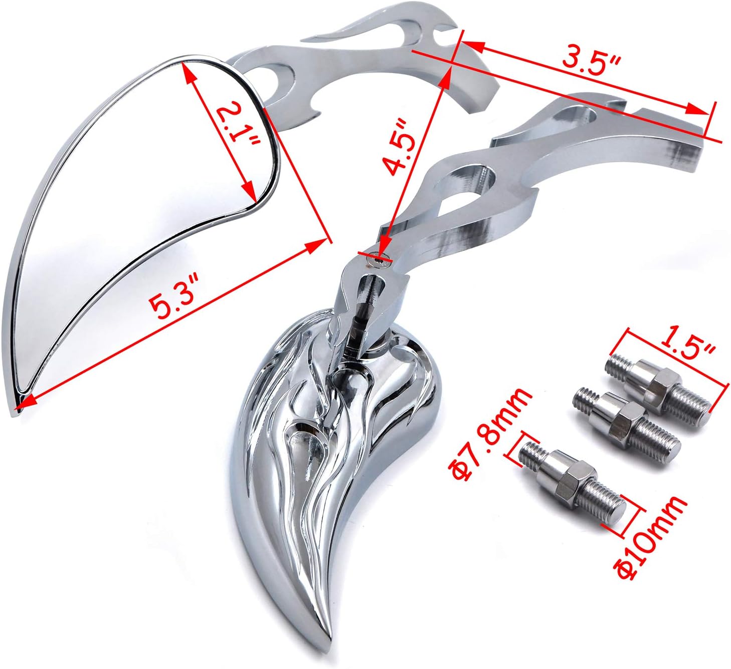 XKH- Oval Shape Custom Chrome Mirrors Compatible with Honda CBR600 900 929 954 1000RR [B017QVSXRM]