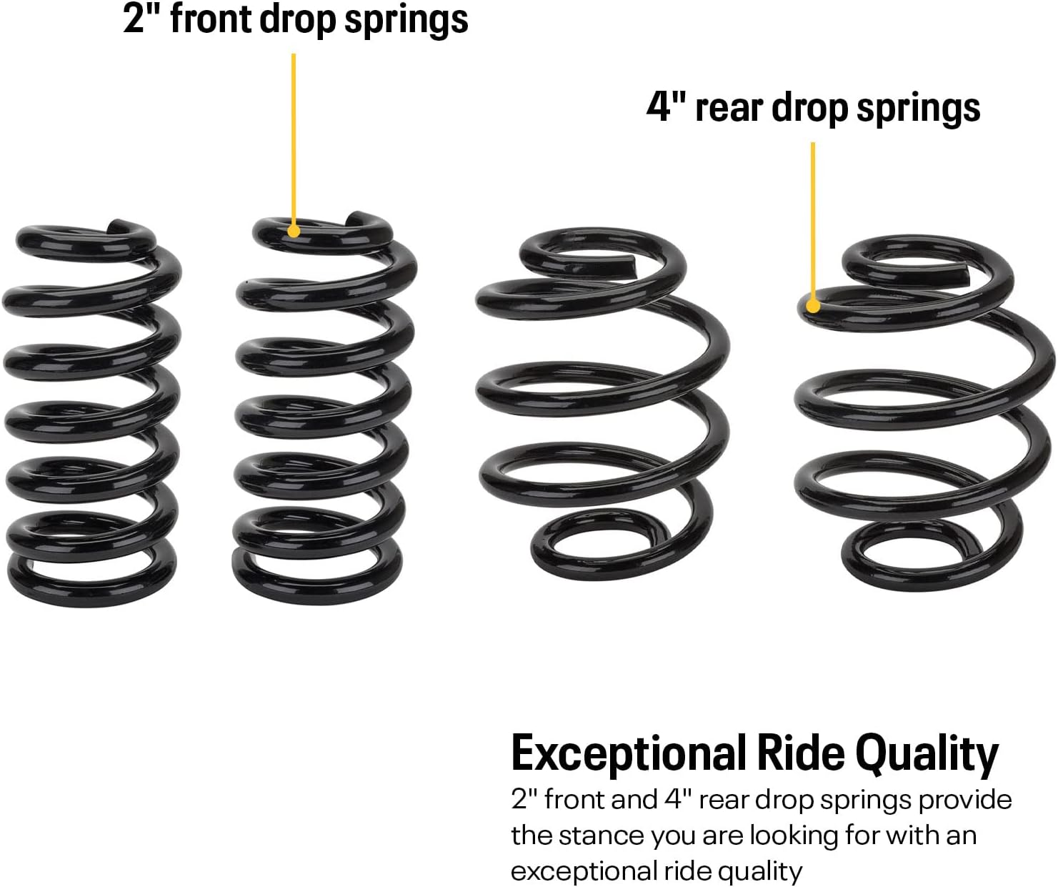 1963-72 Chevy C10 Lowering Kit: 2" Front & 4" Rear Drop Springs, Improved Handling, Direct Bolt-In, Retains Steering Geometry, Works for V8 & 6 Cylinder, Includes New Grade 8 Hardware