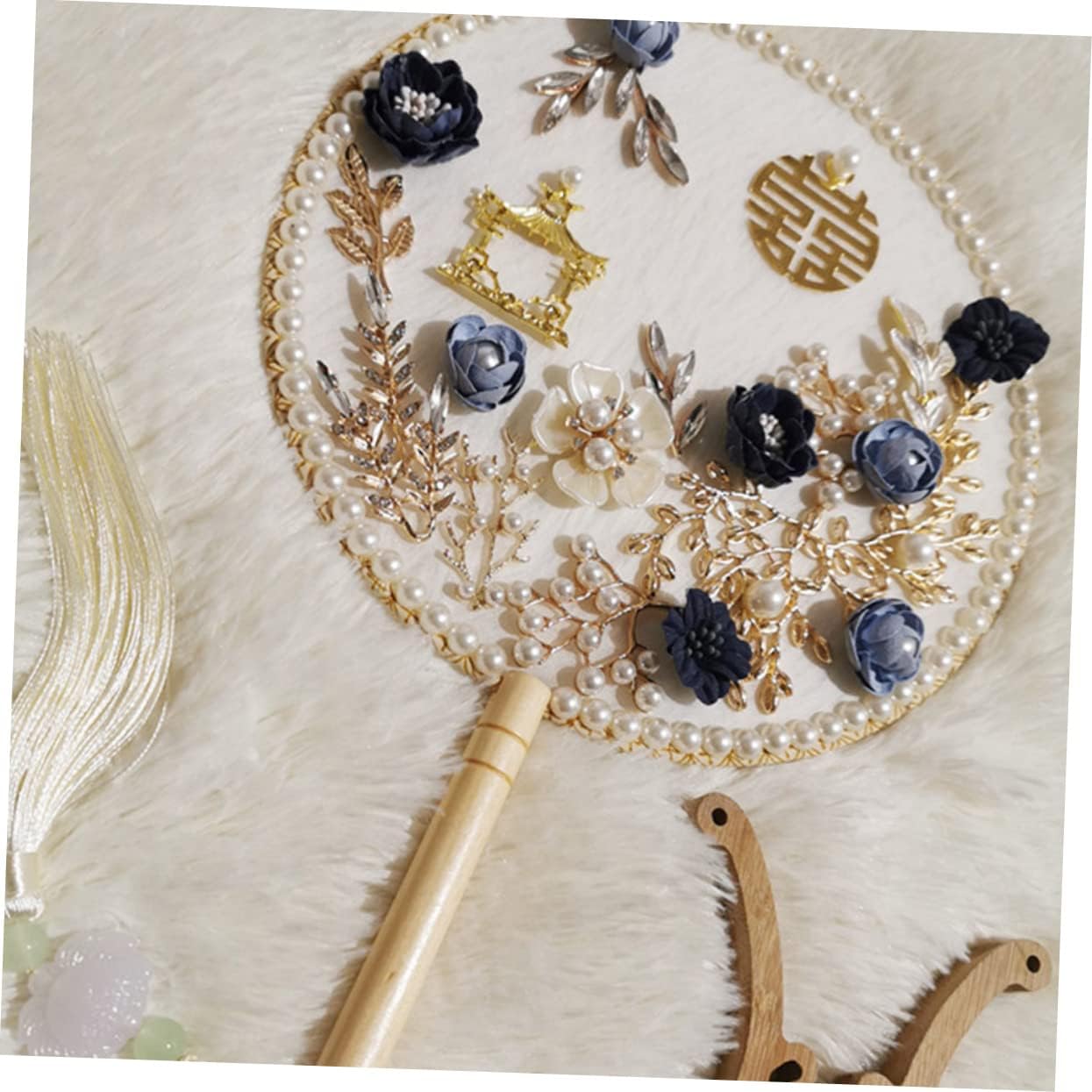 ORFOFE Antique Chinese Photography Fan Elegant Bridal Accessory Hand Fan for Bride Bachelorette Decor Wedding Present