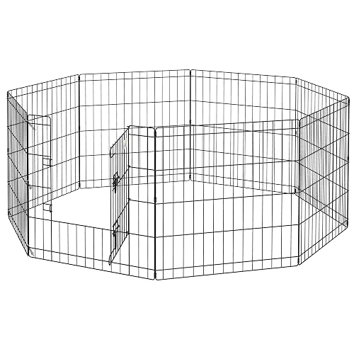 PawHut Parque de Juegos para Perros de 8 Paneles 61x61 cm Plegable Negro