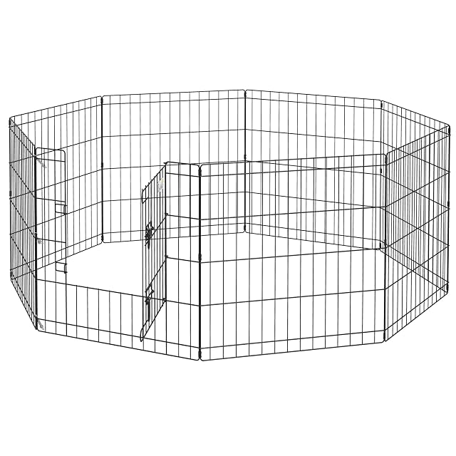 PawHut Parque de Juegos para Perros de 8 Paneles 61x61 cm Plegable Negro