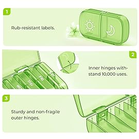 AUVON XL Weekly Pill Organizer 2 Times a Day, AM PM Pill Case with One-Side Large Opening for Easy to Use, Pill Box 7 Day Travel Medication Organizer for Medications, Vitamins, Fish Oils, Supplements