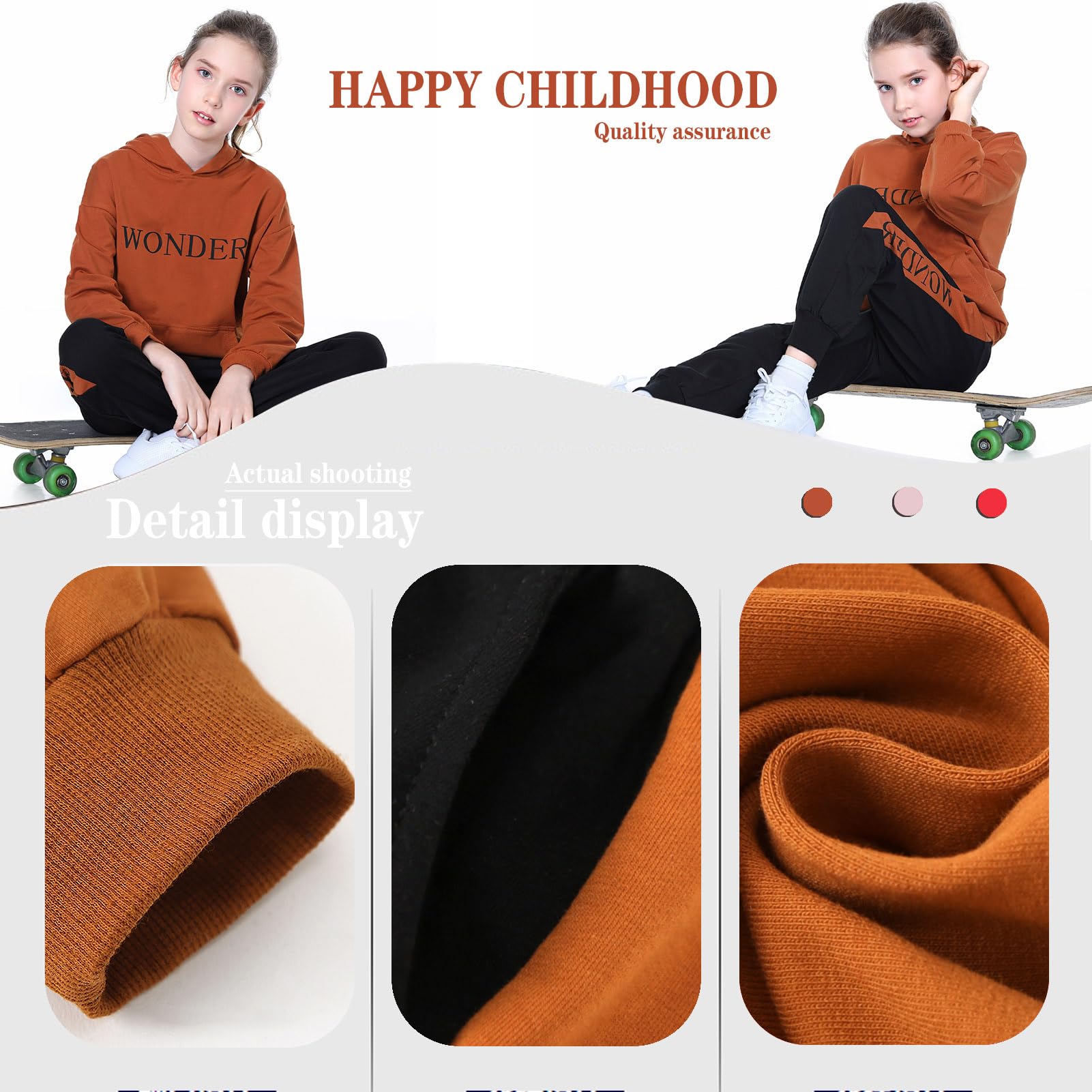 Tuta Sportiva Ragazza Set 2 Pezzi Felpa con Cappuccio e Pantalone Tuta Abbigliamento Sportivo per Primavera Autonno Inverno