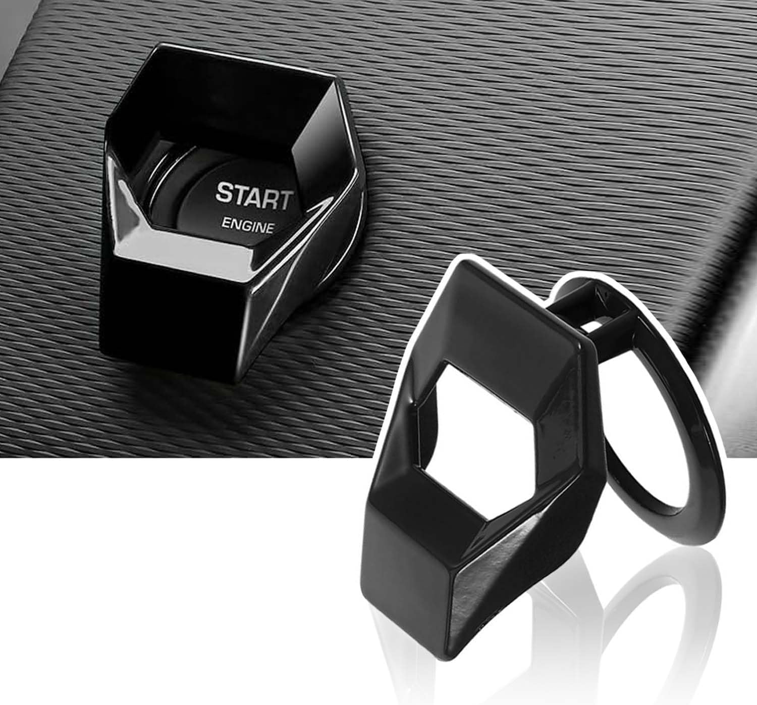 Car Start Button Ring Cover for Audi A8 Saloon D3 5 Seats SWB 2002-2010, Push to Start Button Cover, Engine Start Stop Button Cover, Car Power Control, Black