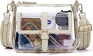 Missnine Clear Bag Stadium Approved PVC Crossbody Purse for Women Transparent Shoulder Concert Bag with Guitar Strap