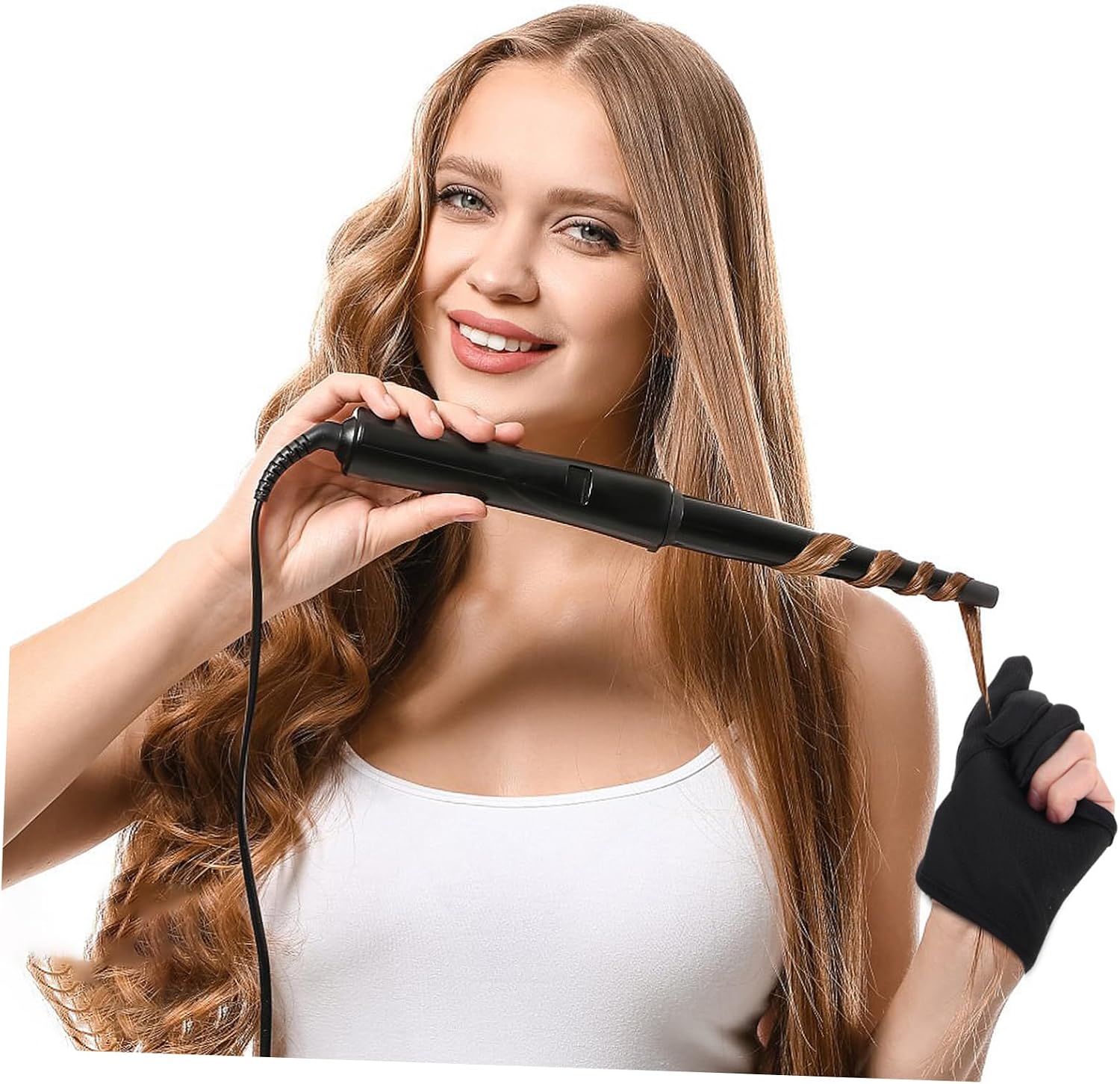 Mikinona Hair Styling Gloves for Flat Iron Heatproof Glove Mittens Curling Wand Protection Left Hand