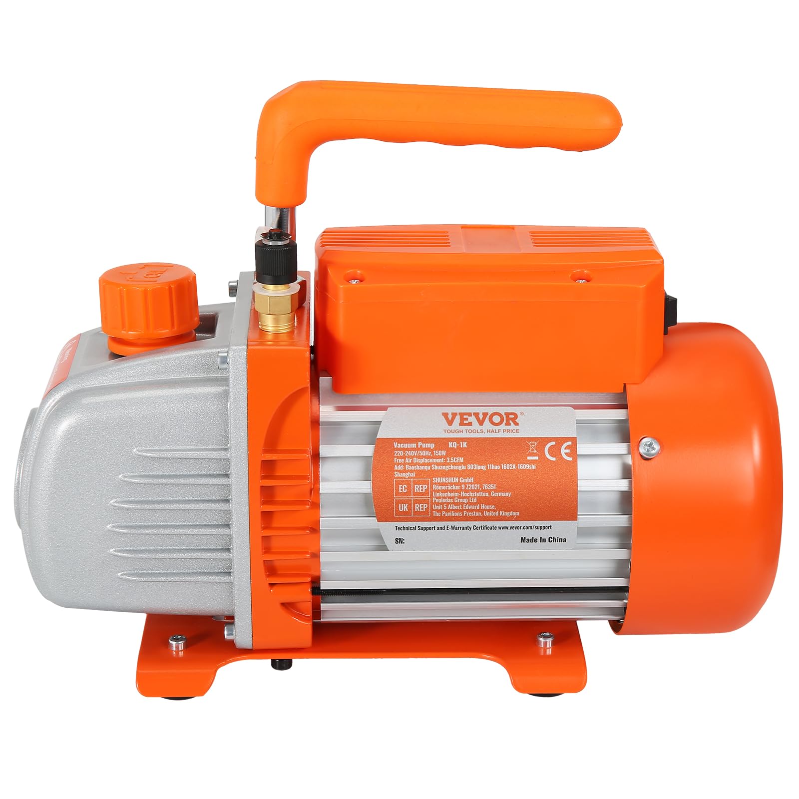 VEVOR Kit Pompa a Vuoto Monostadio per Aria Condizionata di Automobili 150W Pressione tra 55-276 bar, Kit Pompa Vuoto 100 L/min per Riparazione di Condizionatore Frigo Refrigeranti HVAC R134a R410a