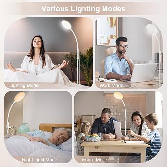 Mojimdo 20000 Lux Daylight Lamp - Flexible Dimmable LED Light Therapy Lamp with 5 Colours 10 Brightness Levels and Timer - Ideal for Bedroom Living Room and Office (White) [Energy Class A]