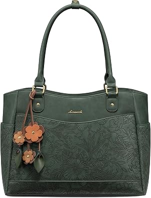 LOVEVOOK Laptop Bag for Women, Vintage Work Tote, Teacher Bag with Pendant
