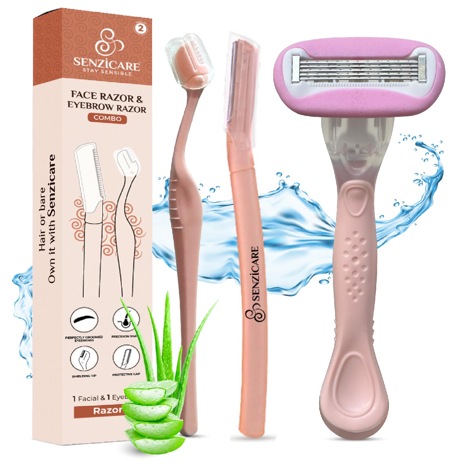 Senzicare ReusableFaceRazor & Reusable EyebrowRazor With ReusableBodyRazor Combo Pack | Instant & Painless Hair Removal (Pack of 3)