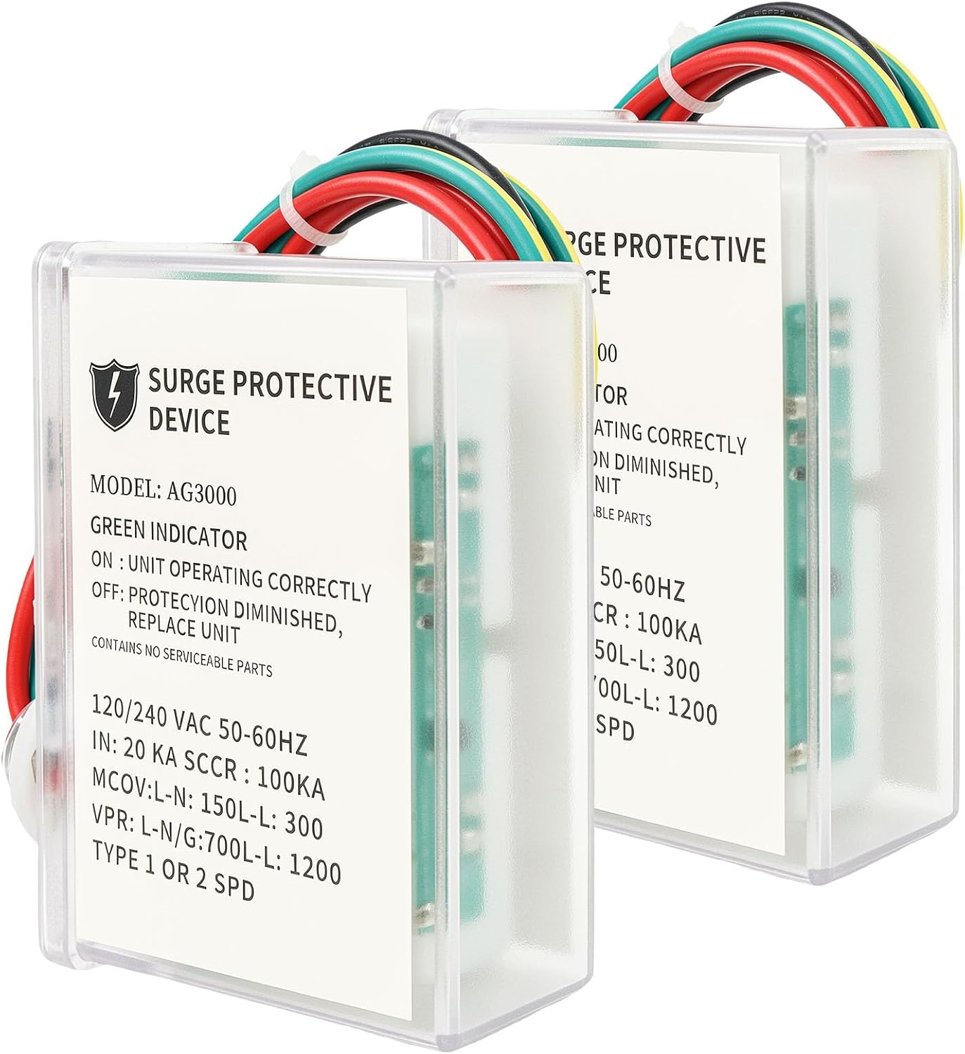 1 Pack AG3000 HVAC Surge Protector 120/240V Whole House Surge Protector for Mini Split AC Systems with TPMOV Technology Water Resistant Housing LED Indicator