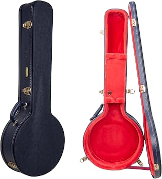 Crossrock Relief Series Open-Back Banjo Case for 11''12.5'' Rims | Carved Ocean Blue Finish, Deep Scarlett Velvet Interior, Lock (CRW630OBJOB)