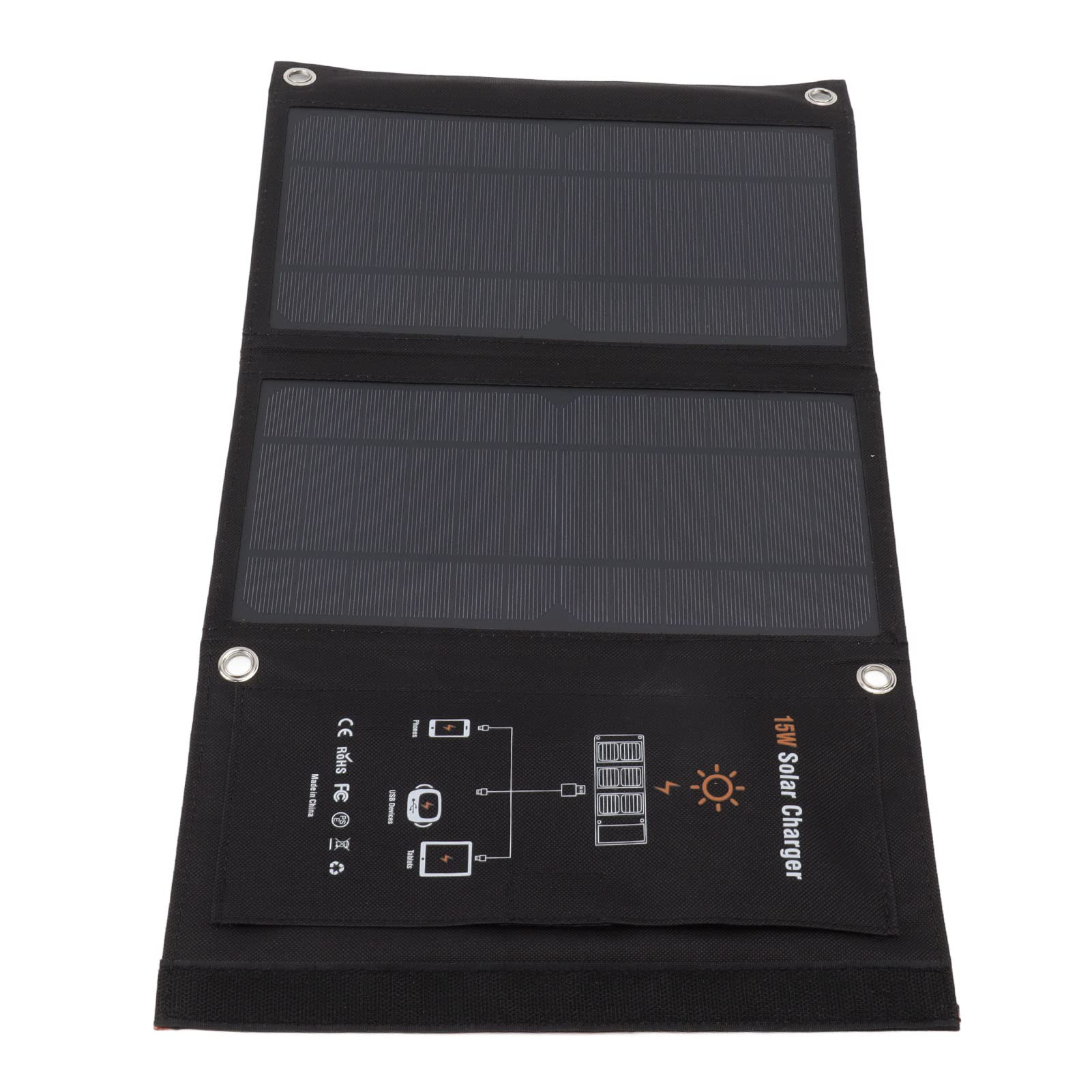 Fafeicy Cargador de Panel Solar, Paquete de Carga Solar Plegable Monocristalino de 15 W con Doble USB, Carga de Energía Portátil Compacta para Acampar, Senderismo, Viajes, Usuarios de Teléfonos Al