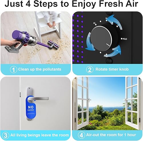 Miniatura 7 de PROGRACE Generador de ozono 148,000 mgh - Máquina comercial de ozono - Purificador de aire de iones negativos, desodorante ionizador de O3 de alta