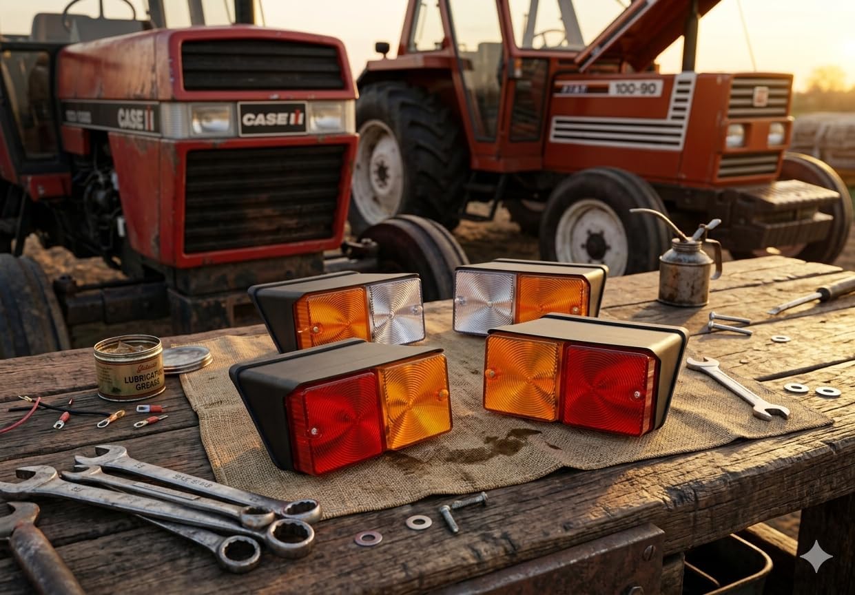 12V Front Side Indicator Rear Tail Turn Signal Lamp side marker lights for Compatible With Case IH Fiat, Ford New Holland Tractors Part Light Assemblies OEM D3NN13405B, D3NN13N32,2610, 2810, 3910