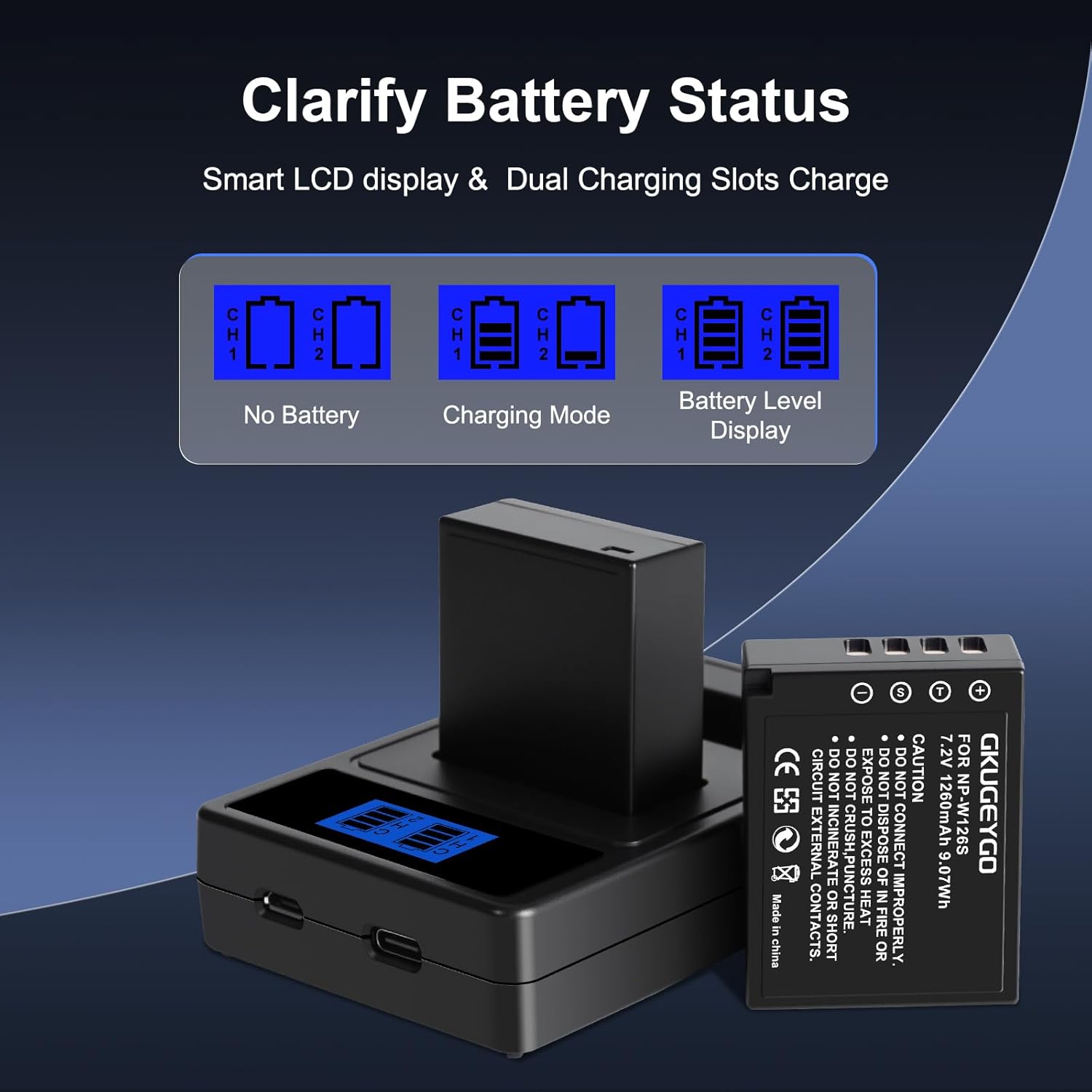 NP-W126 NP-W126S Battery and Charger, 2-Pack Replacement Battery Compatible with Fujifilm XM5 X100VI X100V XS10 XT30II XT30 XT20 XE4 A5 Cameras - Image 5