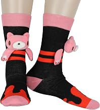 Gloomy The Naughty Grizzly Bear 3D Puffy Plushie Character Soft And Fluffy Men's Crew Socks