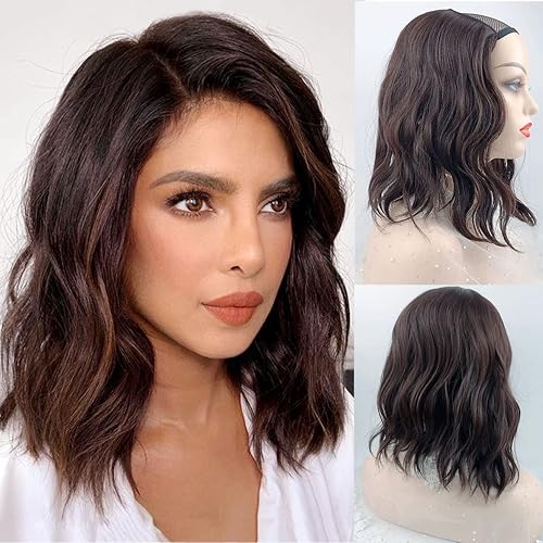 Miniatura 3 de Peluca invisible de una pieza con clip en la mitad de la peluca 34 en forma de U, extensión de extensión de 14 pulgadas de trama doble sintética