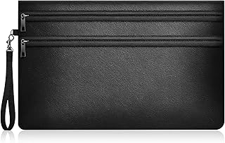 Dokumententasche Feuerfest Wasserdicht, 28x19cm Feuerfeste Geldtasche, Doppeltes Reißverschlussfach, 4200℉ Feuerfeste Tasche Dokumententasche für Dokumente, Reisepass, Schwarz