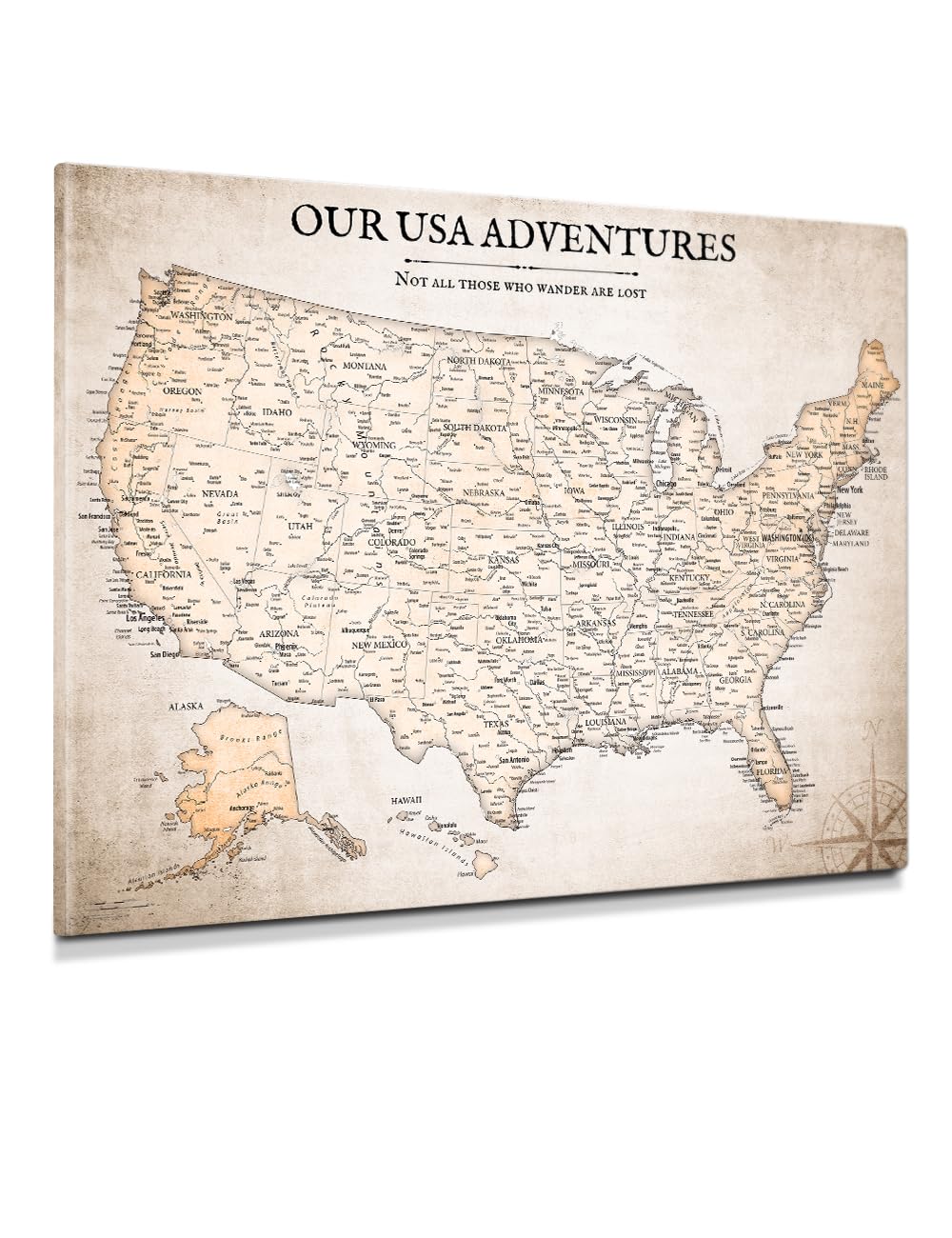 IPIC Vintage USA Maps for Wall, Map of the United States, Size 40x30 in