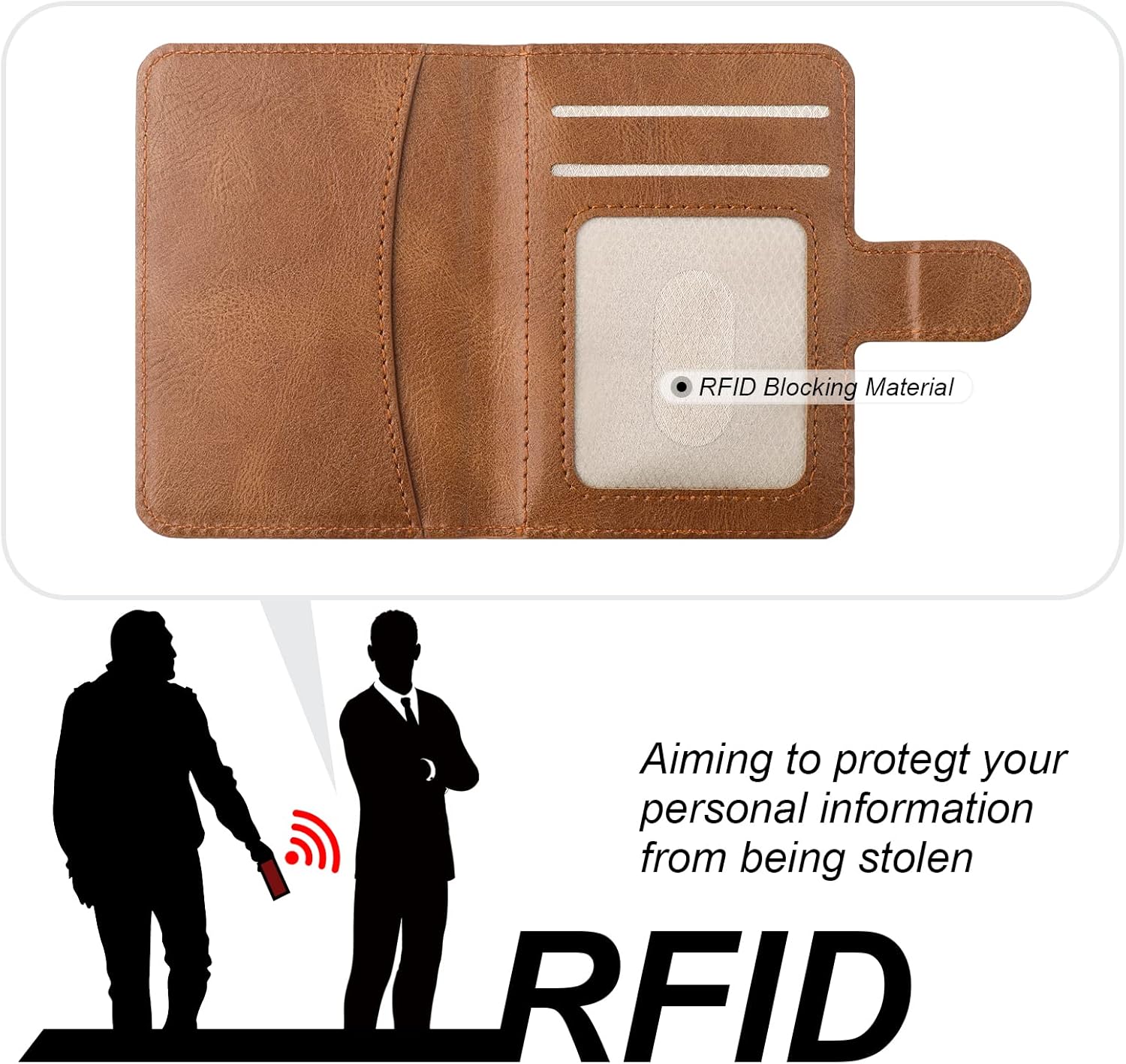 Bocasal Wallet Case for iPhone 14 Pro Compatible with MagSafe Magnetic RFID Blocking Detachable Premium PU Leather Flip Case with Card Slots Holder Kickstand Wireless Charging 6.1 Inch (Brown) - Image 5