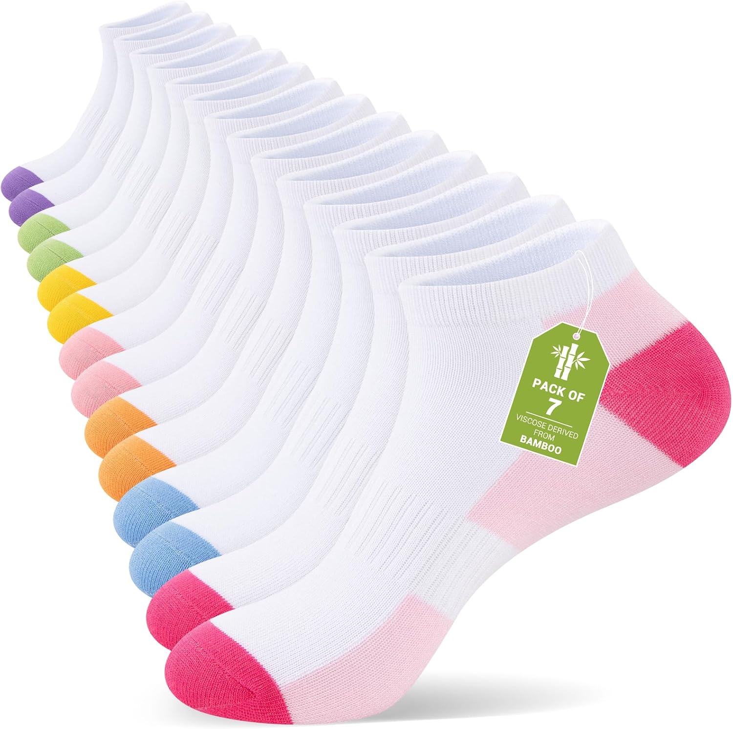 eallco 7 Pairs Ankle Socks for Women Bamboo Viscose Low Cut Breathable Thin Casual Socks