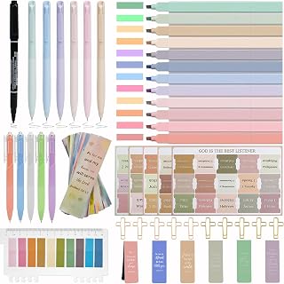 HRFGWDD 76-Piece Bible Study Supplies, Bible Journaling Kit for Women | No-bleed highlighters, gel pens, Bible tabs, magnetic bookmarks, cross clips, prayer cards and marker for scripture study.