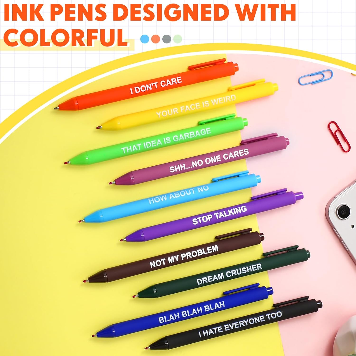 50 Pcs Motivational Gel Ink Pens Bulk with Different Inspirational Quotes Funny Inspirational Ballpoint Pens Bulk Smooth Writing for Stop Overthinking Teachers Student Coworkers Staff Volunteer