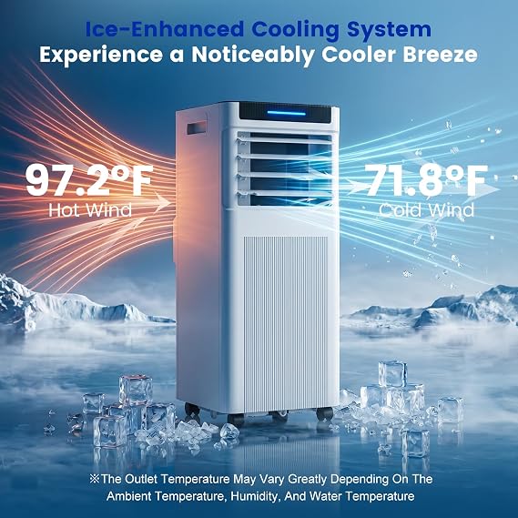 10000 BTU Portable Air Conditioners, Portable AC up to 450 Sq.Ft,4 in 1 Portable AC Unit with Cool,Dehumidifier,Fan Modes&Sleep,Remote Control&24H Timer,AC Unit for Bedrooms