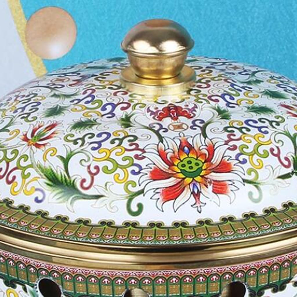 Chinese Hot Pot,Copper Hot Pot, Enameled Single Small Hot Pot Pure Copper Handmade Alcohol Stove Old Home Hot Pot Pot Potluck Outdoor Camping (Size : 19 * 21cm)(White)
