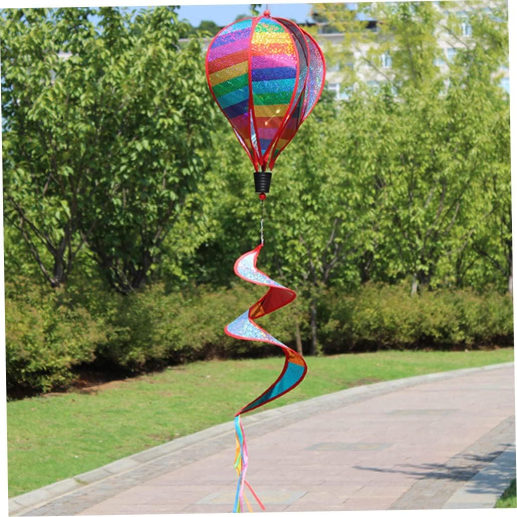 Garden Wind Spinner Hanging Hot Air Balloon Outdoor Rotating Windmill Decoration 3PCS, Rainbow Wind Spinners