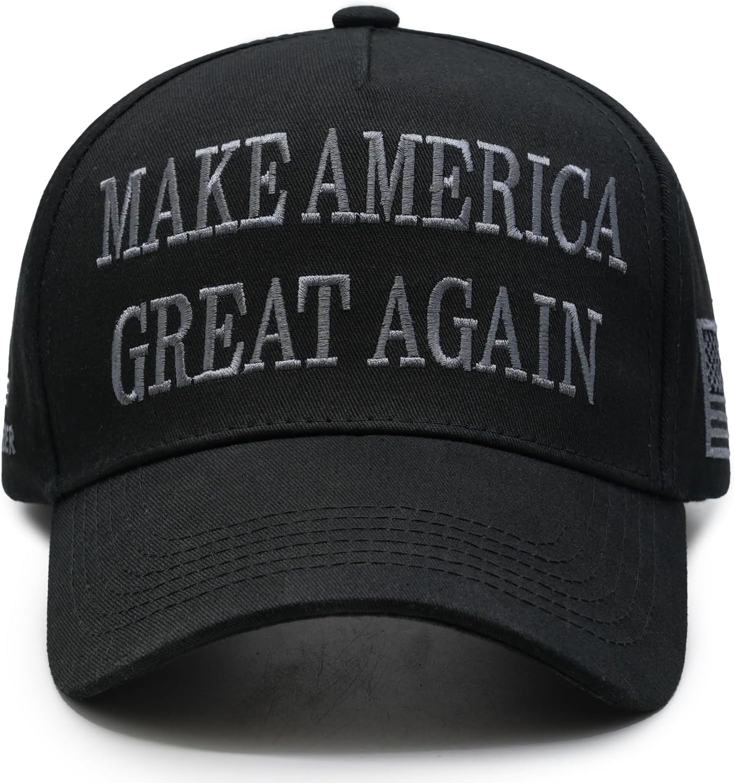 Donald Trump 2024 45-47 Never Surrender MAGA Hat, Make America Great Again Slogan with USA Flag, Black & Gold Adjustable Cap, Black & Gray Maga Hat, One size
