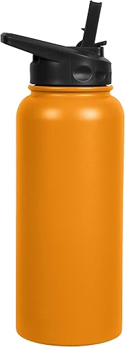FiftyFifty Botella de agua deportiva, tapa de popote con boca ancha, 34 oz1 grande, naranja solar