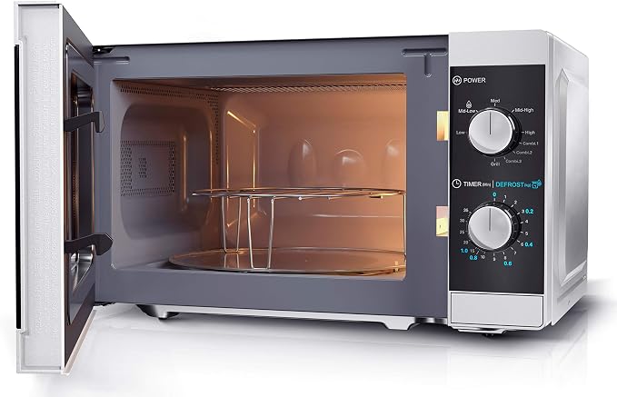 Sharp YC-MG01ES - Forno a microonde 20 litri con funzione grill, 800W  potenza microonde e 1000W potenza Grill, 5 livelli di potenza, timer,  piatto girevole incluso, argento : Amazon.it: Fai da te
