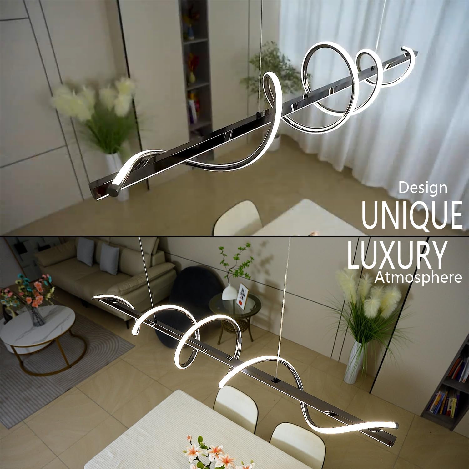 Hängelampe LED Pendelleuchte Esstisch, Hängeleuchte Dimmbar Esstischlampe 3000K-6000K, (Galvanisiertes Schwarz) | Kreative moderne Deckenleuchte, perfekt für Kücheninsel, Esszimmer, dekorative Beleuchtung über dem Esstisch