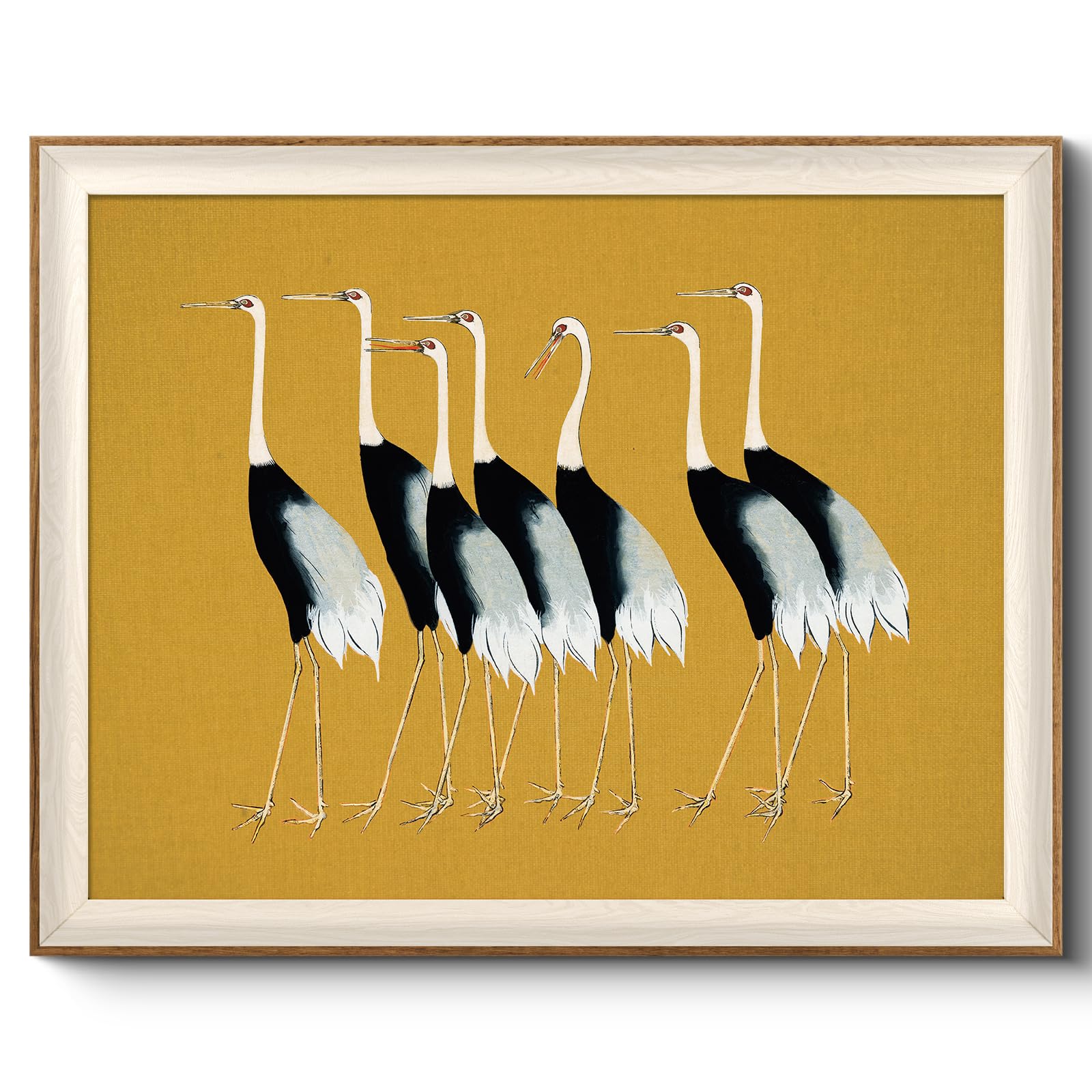 VIYYIEA Framed Wall Art for Living Room, Cranes Canvas Prints, Vintage Home Decor, Animals Painting Picture, Bathroom Wall Decor Gifts for Friends or Family - 20L x 16W