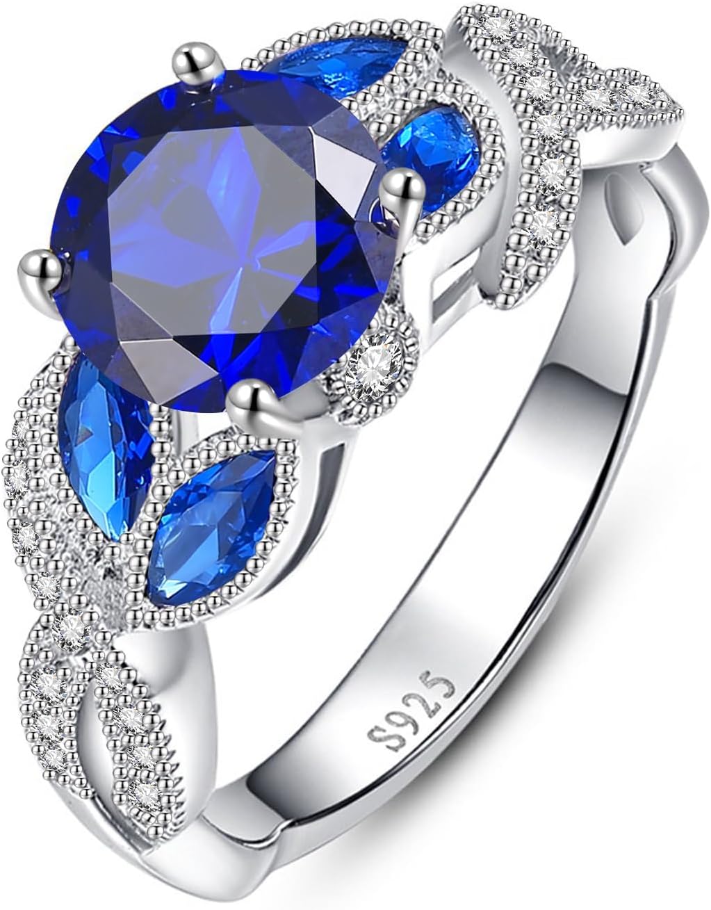 3.6ct 925 Sterling Silver Created Women's Rainbow Topaz|Sapphire|Aquamarine Ring Women Engagement Rings Bezel Setting Marquise Fashion Statement Ring Best Gift for Mother and Grandma Size 5-9