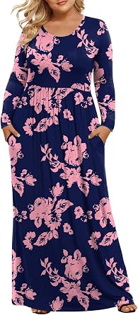 LONGYUAN Womens Plus Size Maxi Dresses for Curvy Women Casual Long Dress XL-6XL